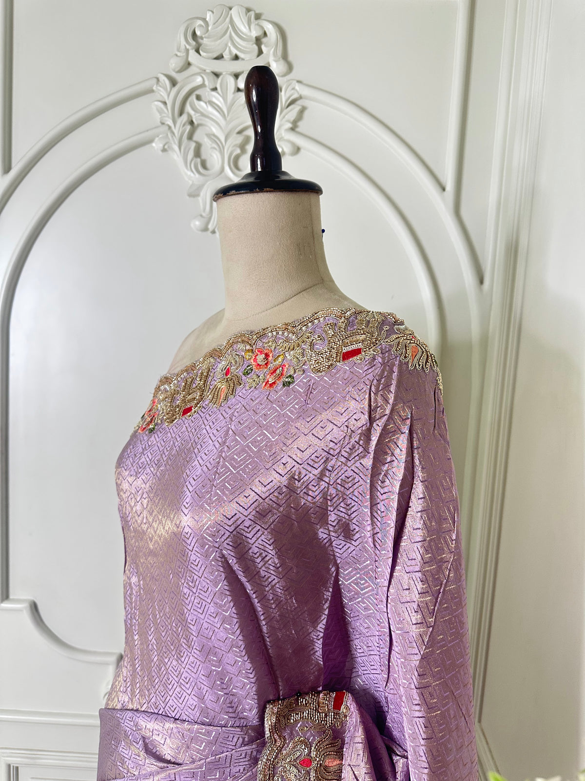 Purple embroidered saree by Mamta Saree - view 3