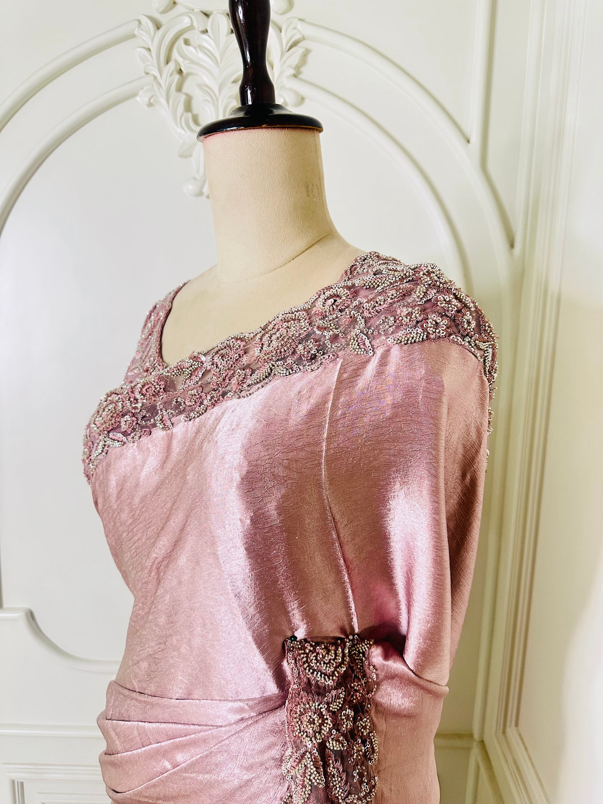 onion pink saree by Mamta Saree - view 3