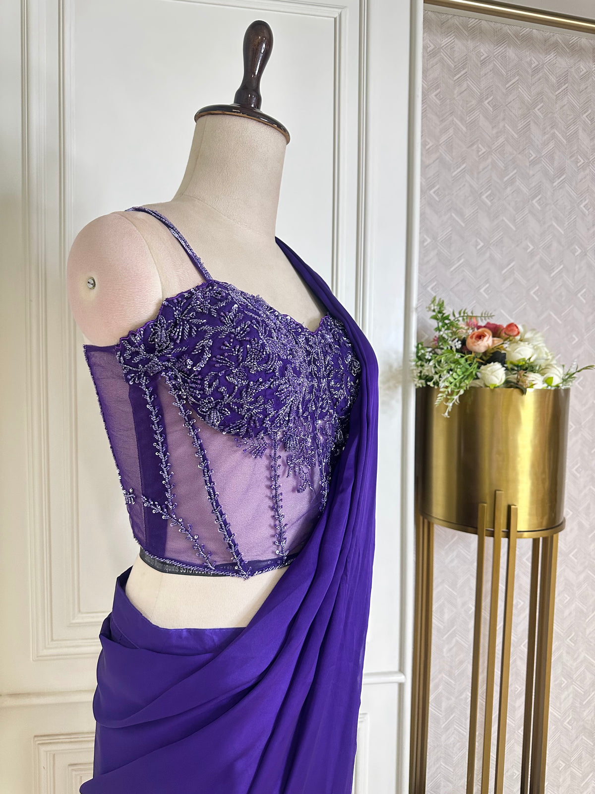 royal blue saree by Mamta Saree - blouse detail