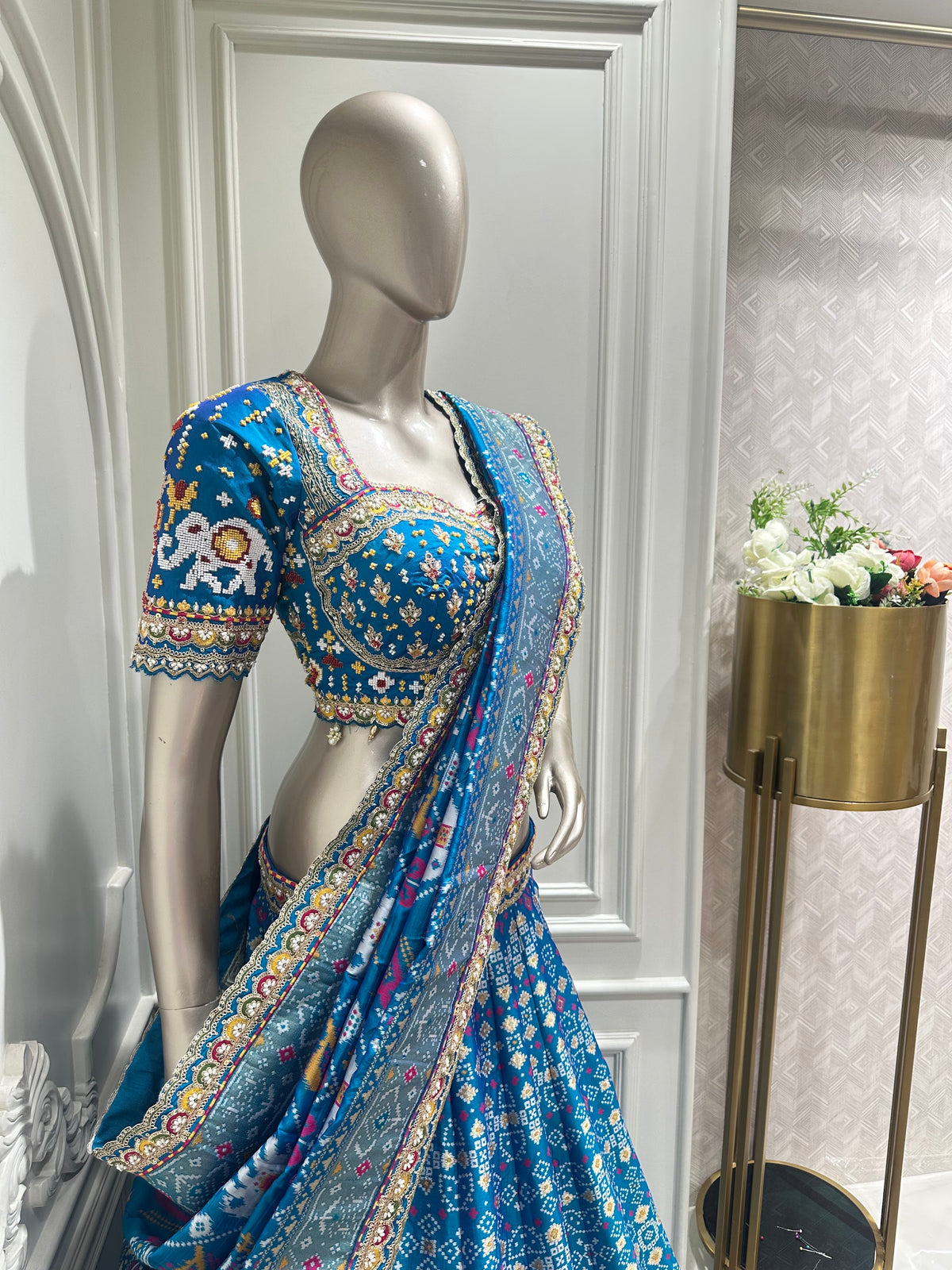 blue lehenga by Mamta Saree - skirt detail