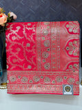 Red Mirror Work Saree