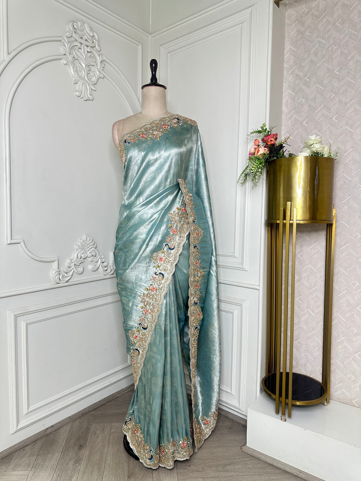 Blue saree by Mamta Saree - full drape