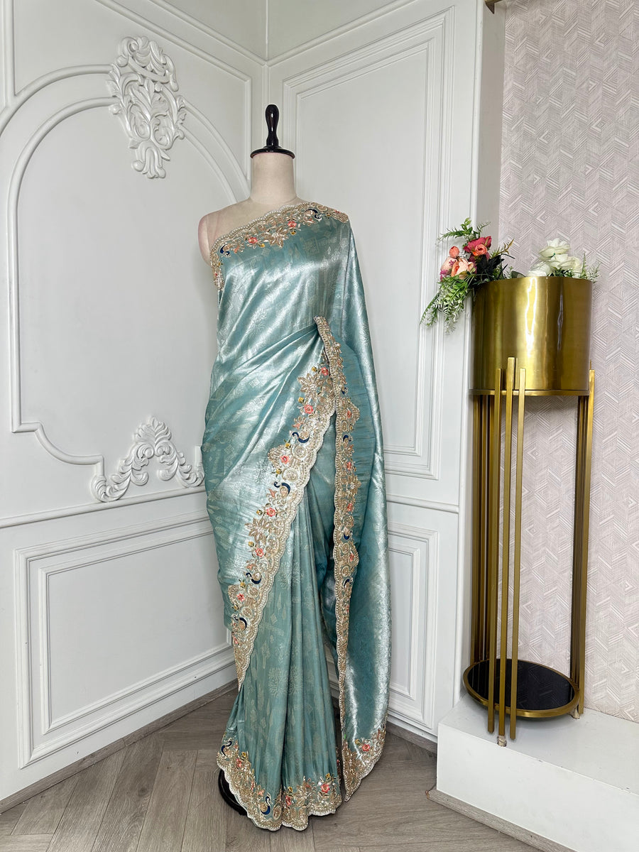 Blue saree by Mamta Saree - full drape