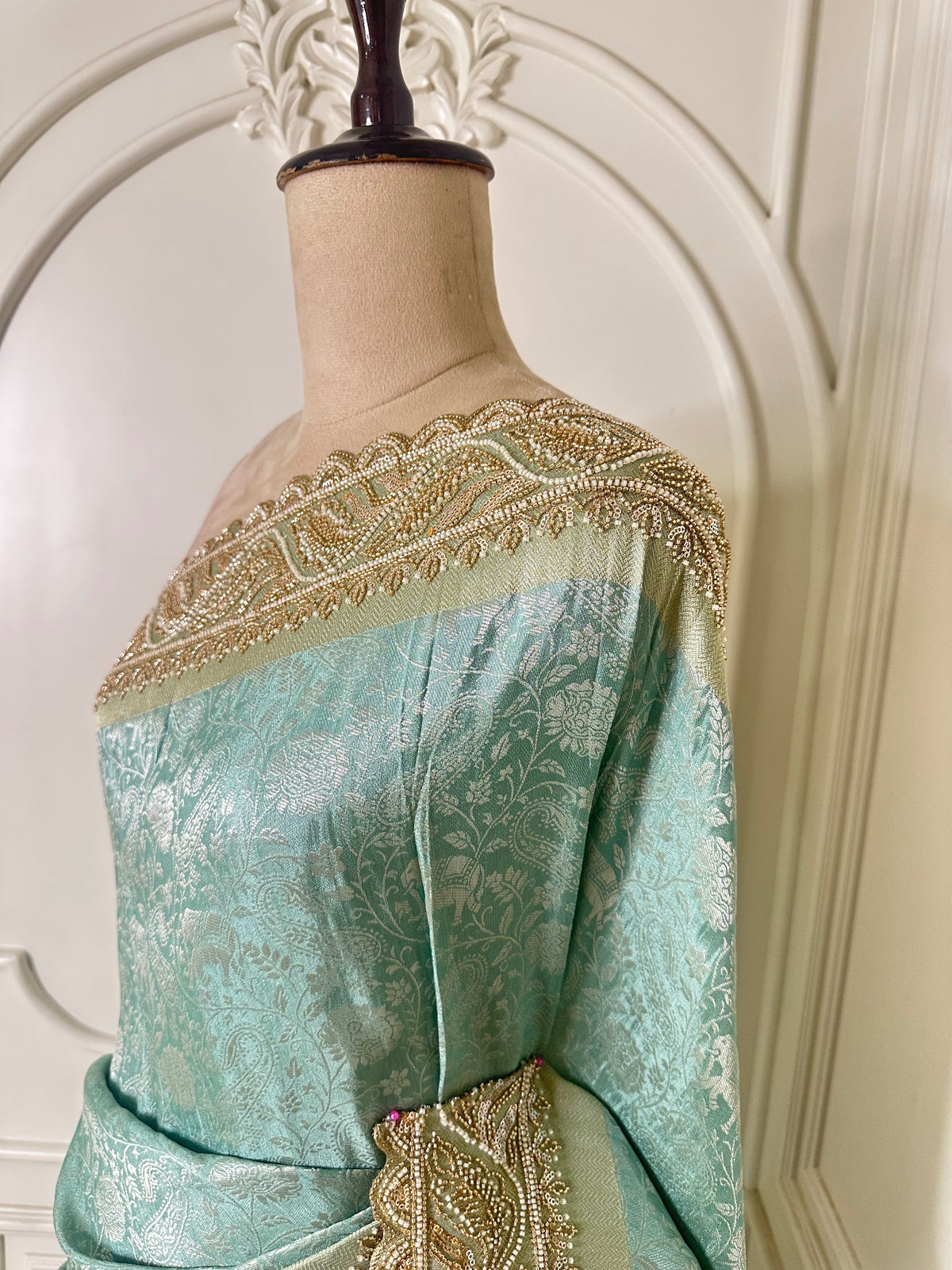 Blue saree by Mamta Saree - pallu detail