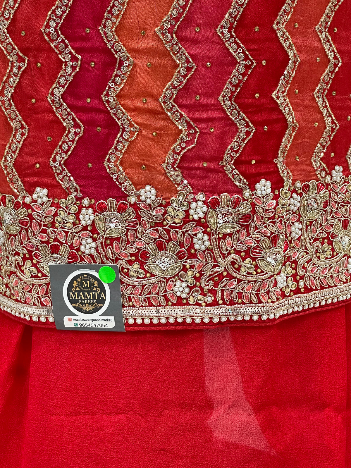 red orange dress material by Mamta Saree - dupatta detail