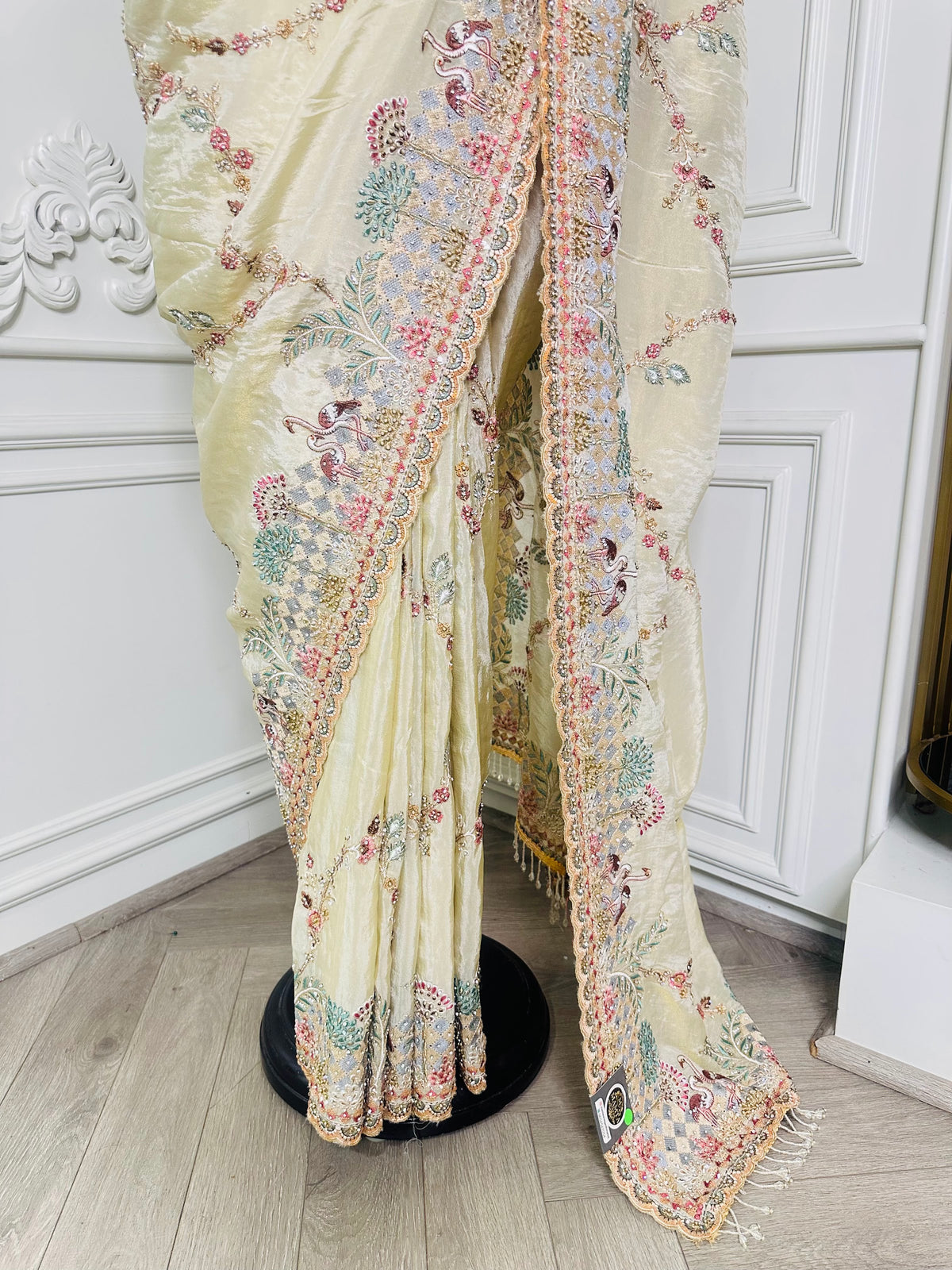golden saree by Mamta Saree - drape view