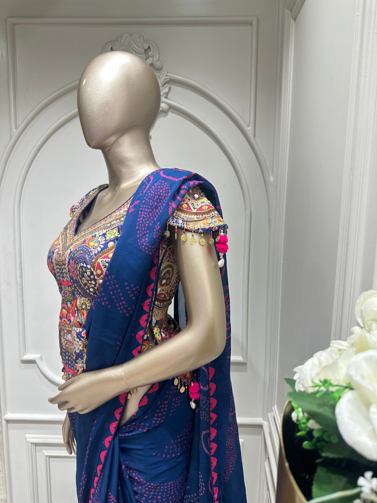 blue saree by Mamta Saree - drape view
