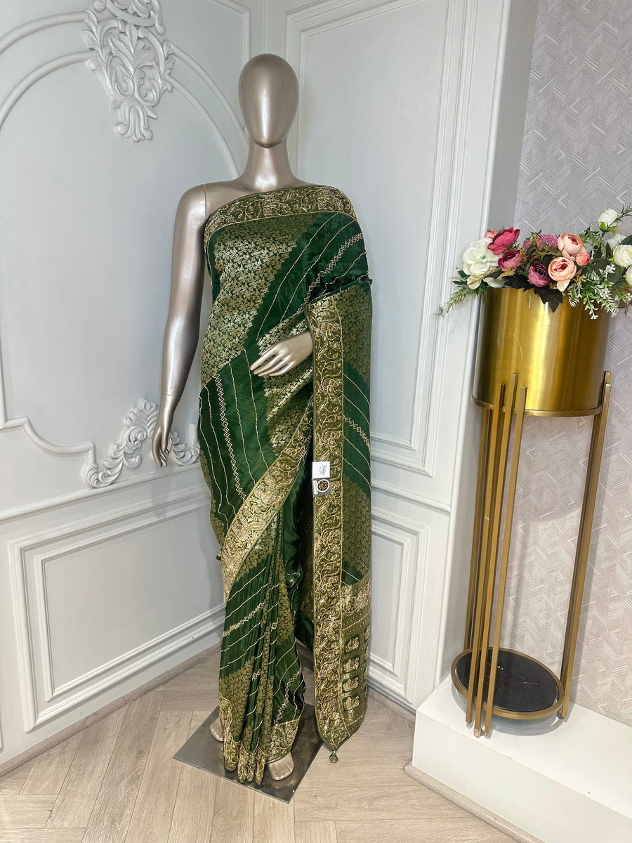 Green saree by Mamta Saree - full drape