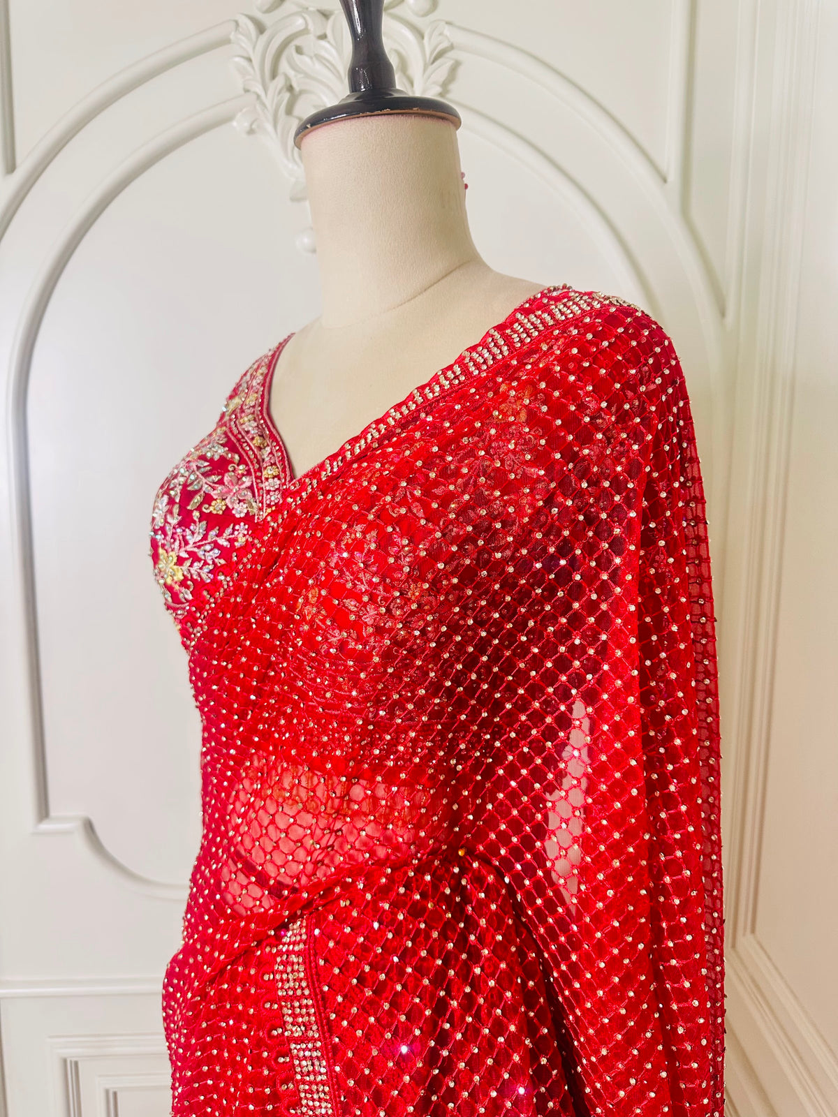 red saree by Mamta Saree - view 3