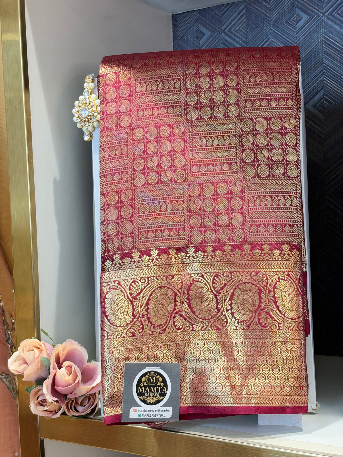 wine saree by Mamta Saree - full drape