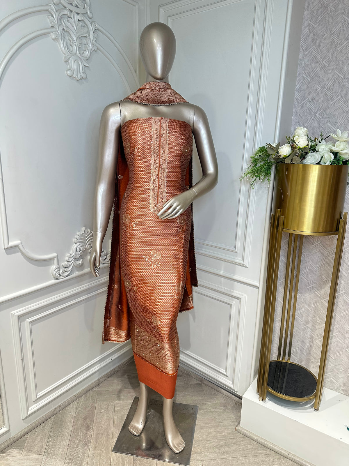 ivory saree by Mamta Saree - full drape