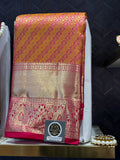 Mustard Pink Lattice Saree