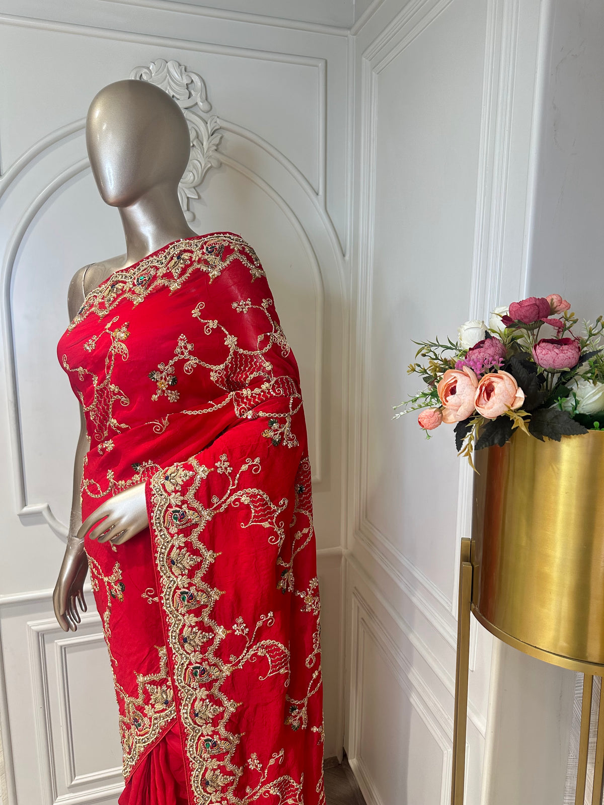 red bridal saree by Mamta Saree - border detail