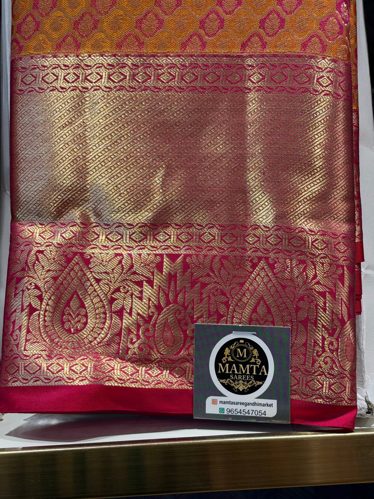 mustard saree by Mamta Saree - border detail