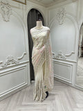 Ivory Floral Embroidered Saree