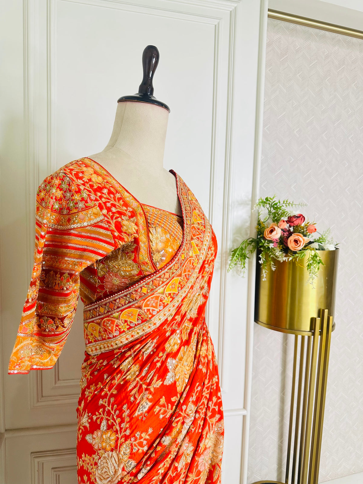 orange saree by Mamta Saree - blouse detail
