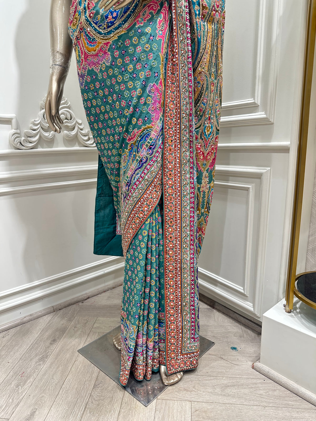 firoze saree by Mamta Saree - drape view