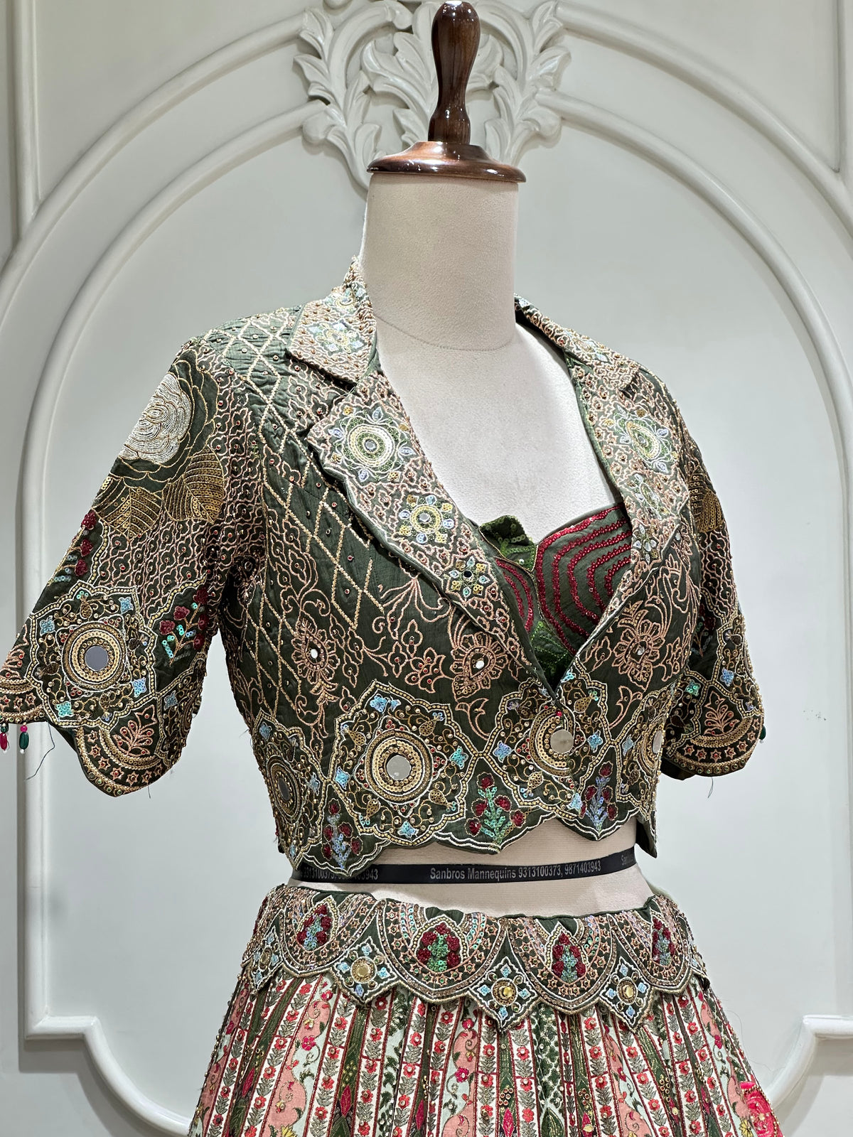 Multicolor Lehenga Set by Mamta Saree - waistband and blouse detail