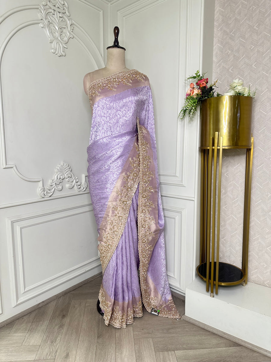 Purple saree by Mamta Saree - full drape