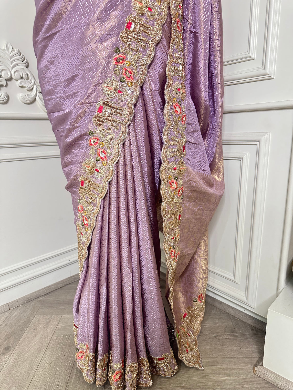 Purple embroidered saree by Mamta Saree - view 4