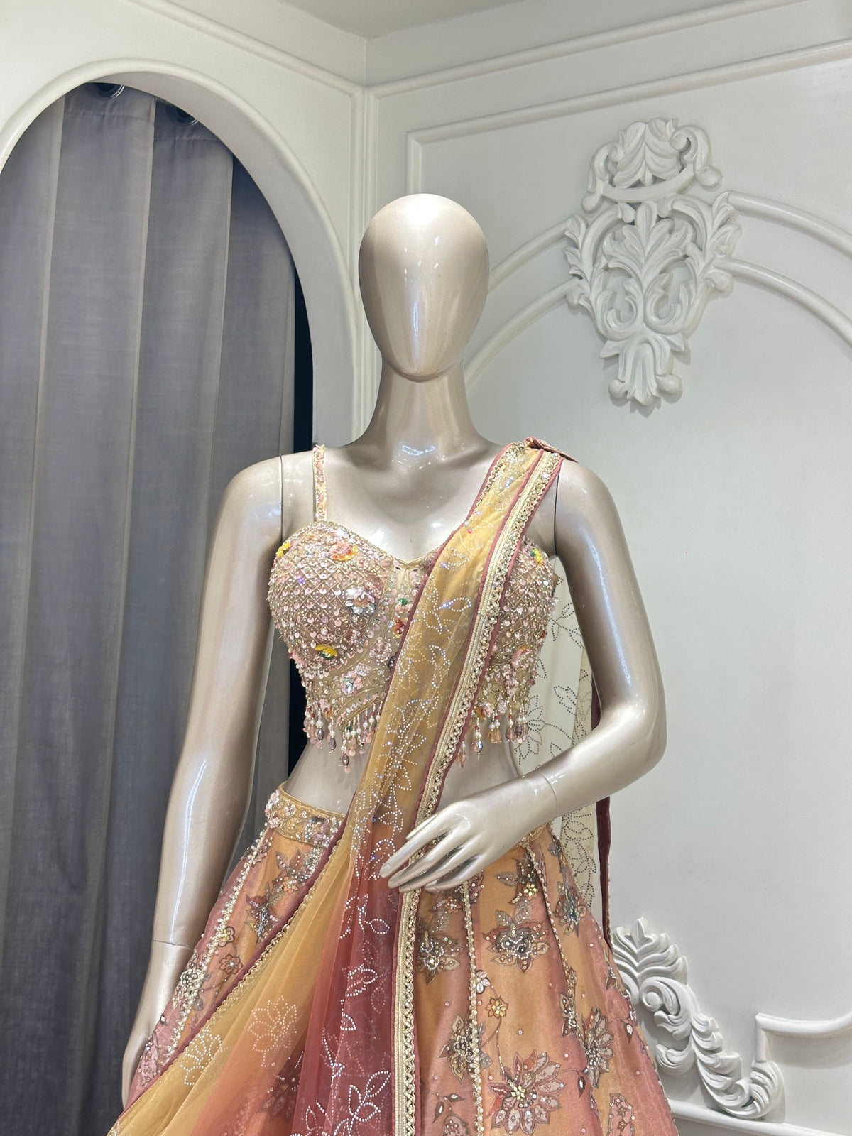 mustard lehenga by Mamta Saree - skirt detail