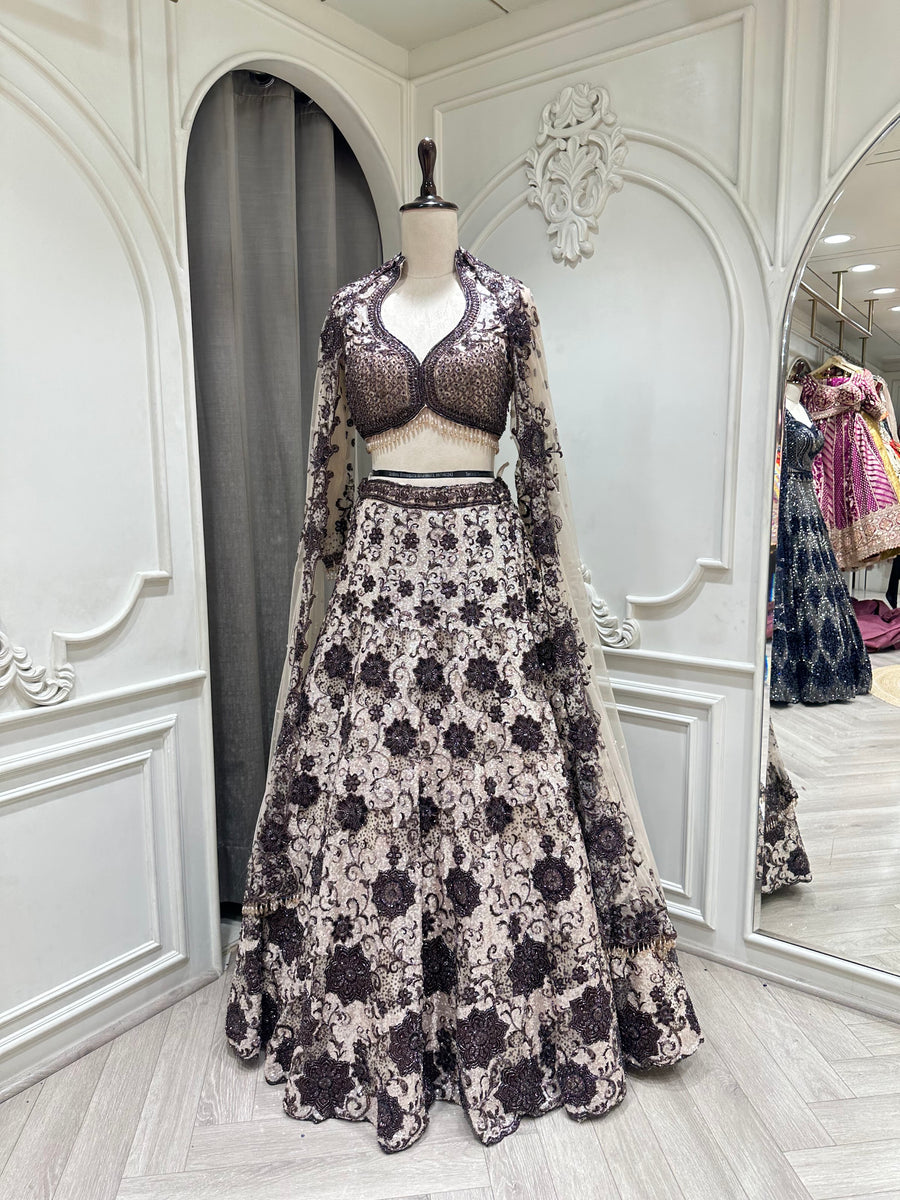 Brown lehenga set by Mamta Saree - view 1