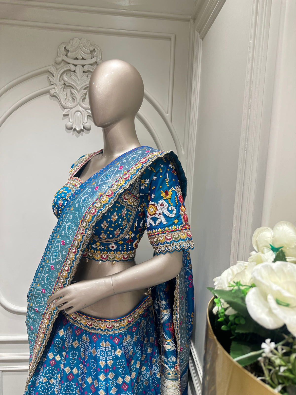 blue lehenga by Mamta Saree - full look side