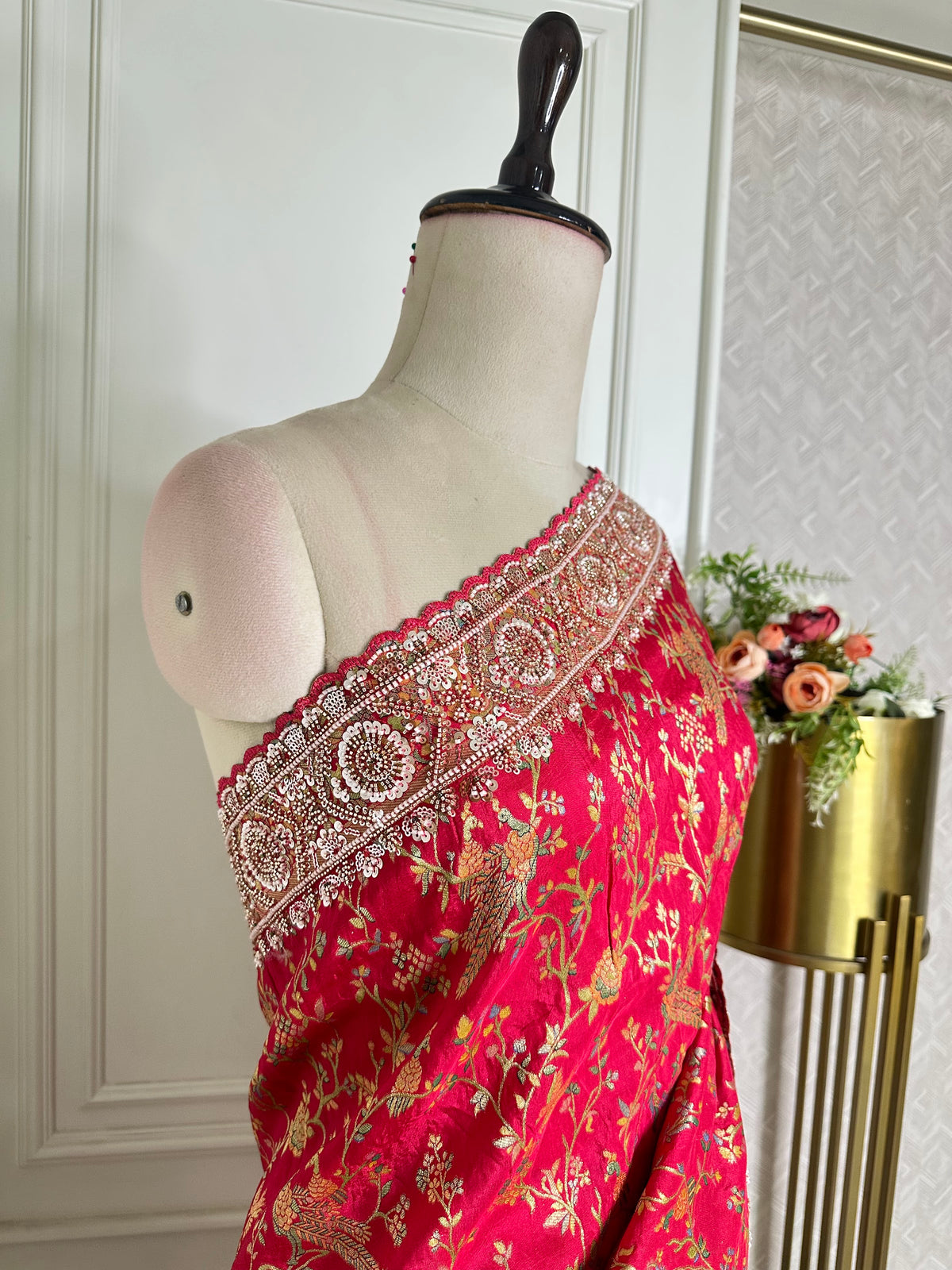 Pink saree from the Pearl Position collection by Mamta Saree - view 2