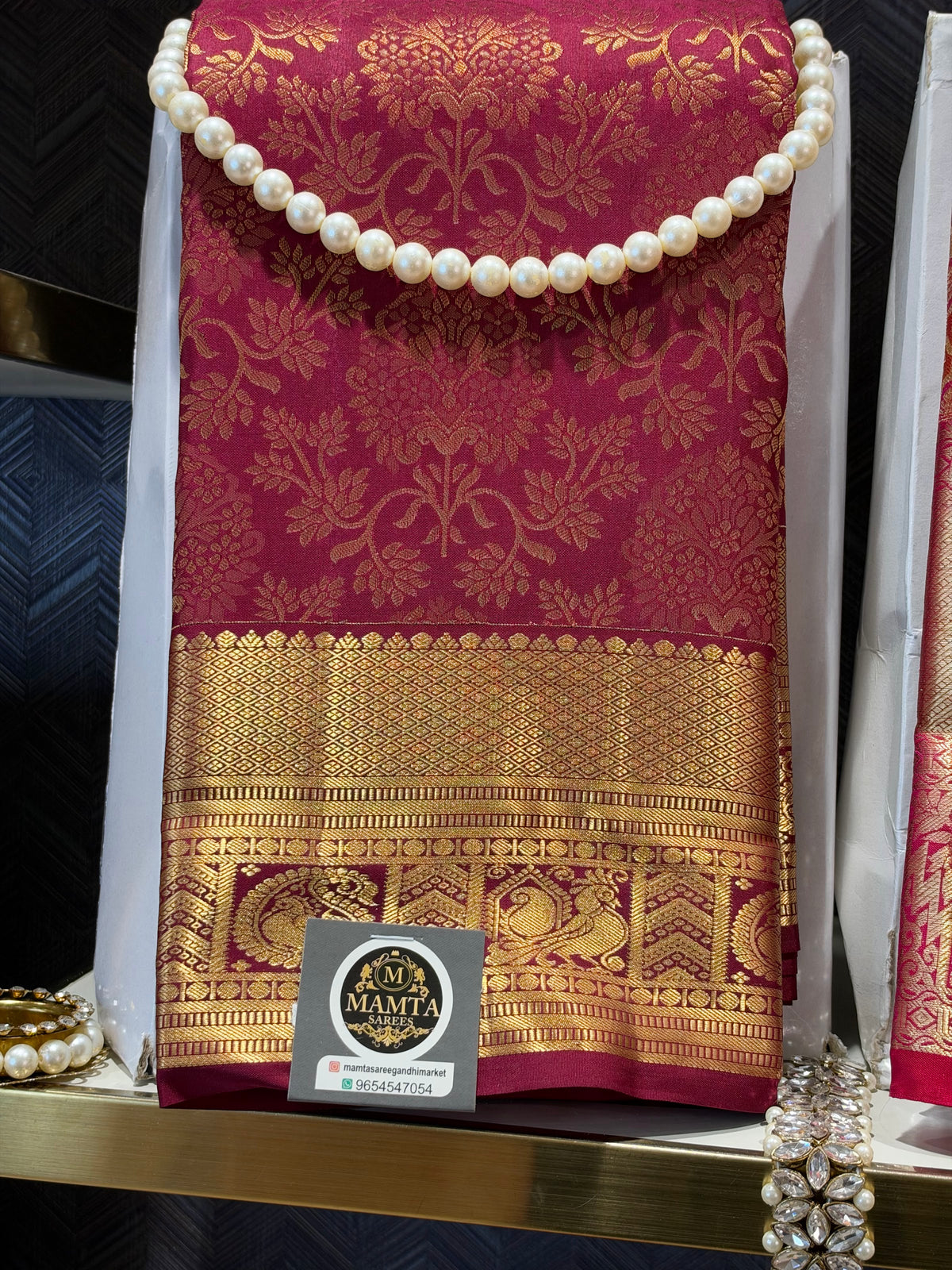 wine saree by Mamta Saree - full drape