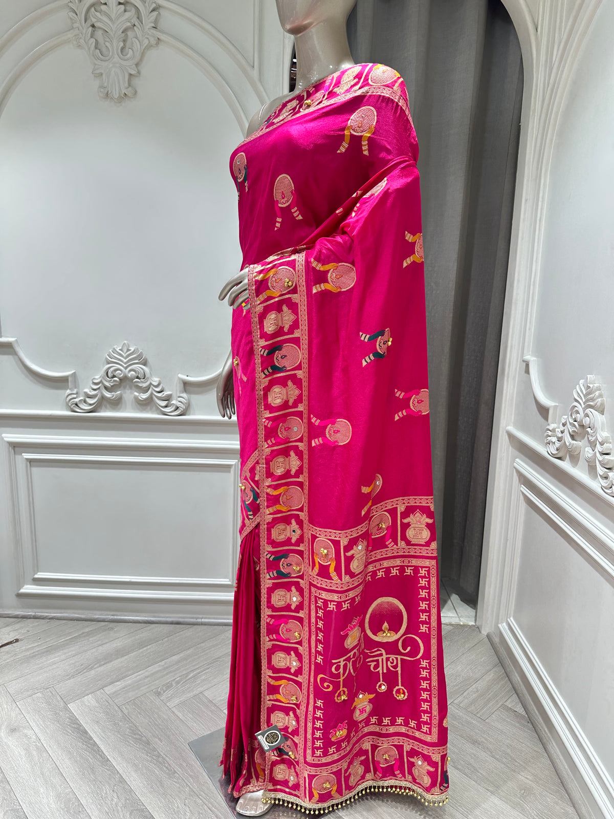 pink saree by Mamta Saree - side view