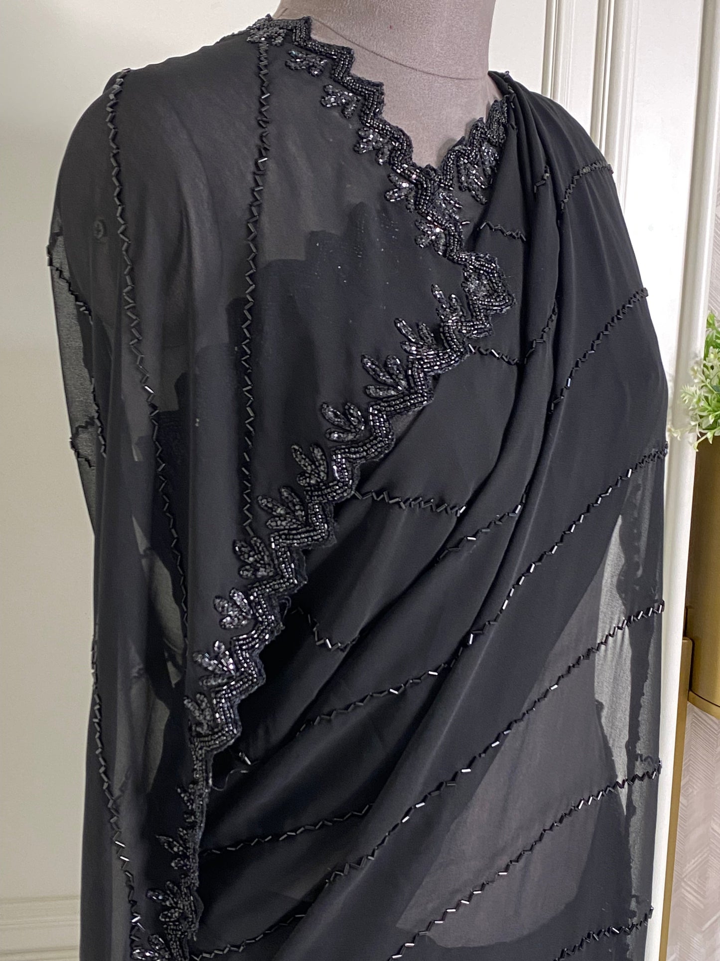 black saree in georgette fabric