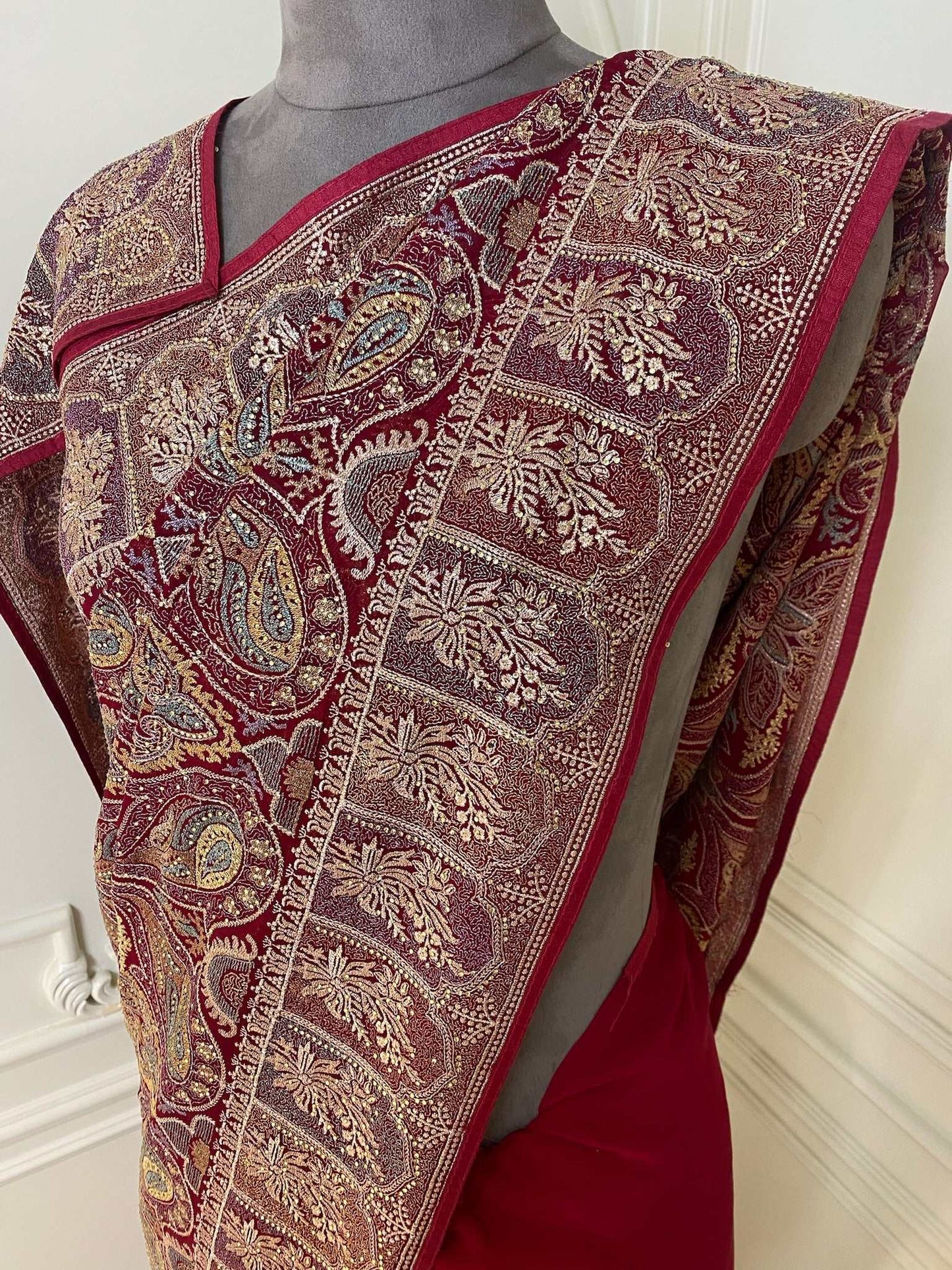 Rani pink zariwork art silk saree