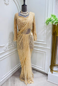 Net saree hand works with readymade blouse