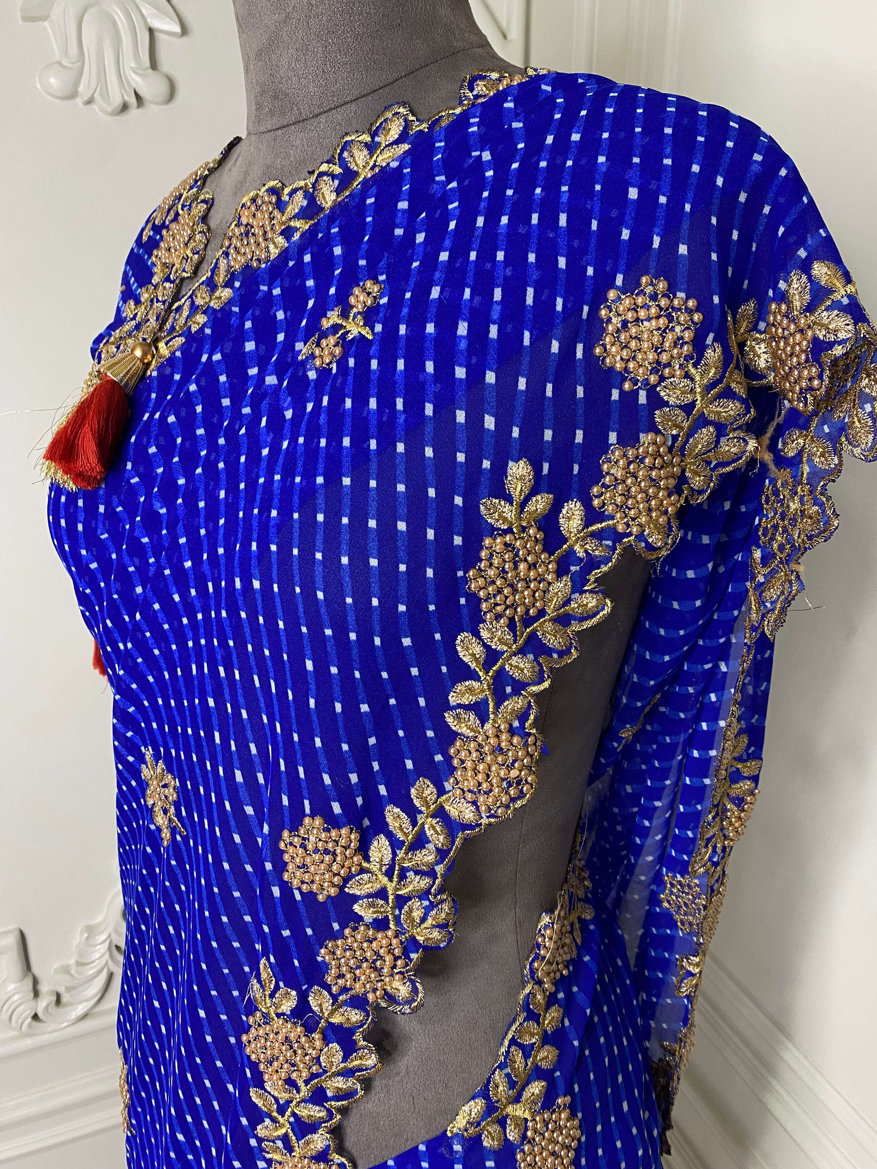 Georgeet Lehriya Saree WITH CUT WORK BORDER