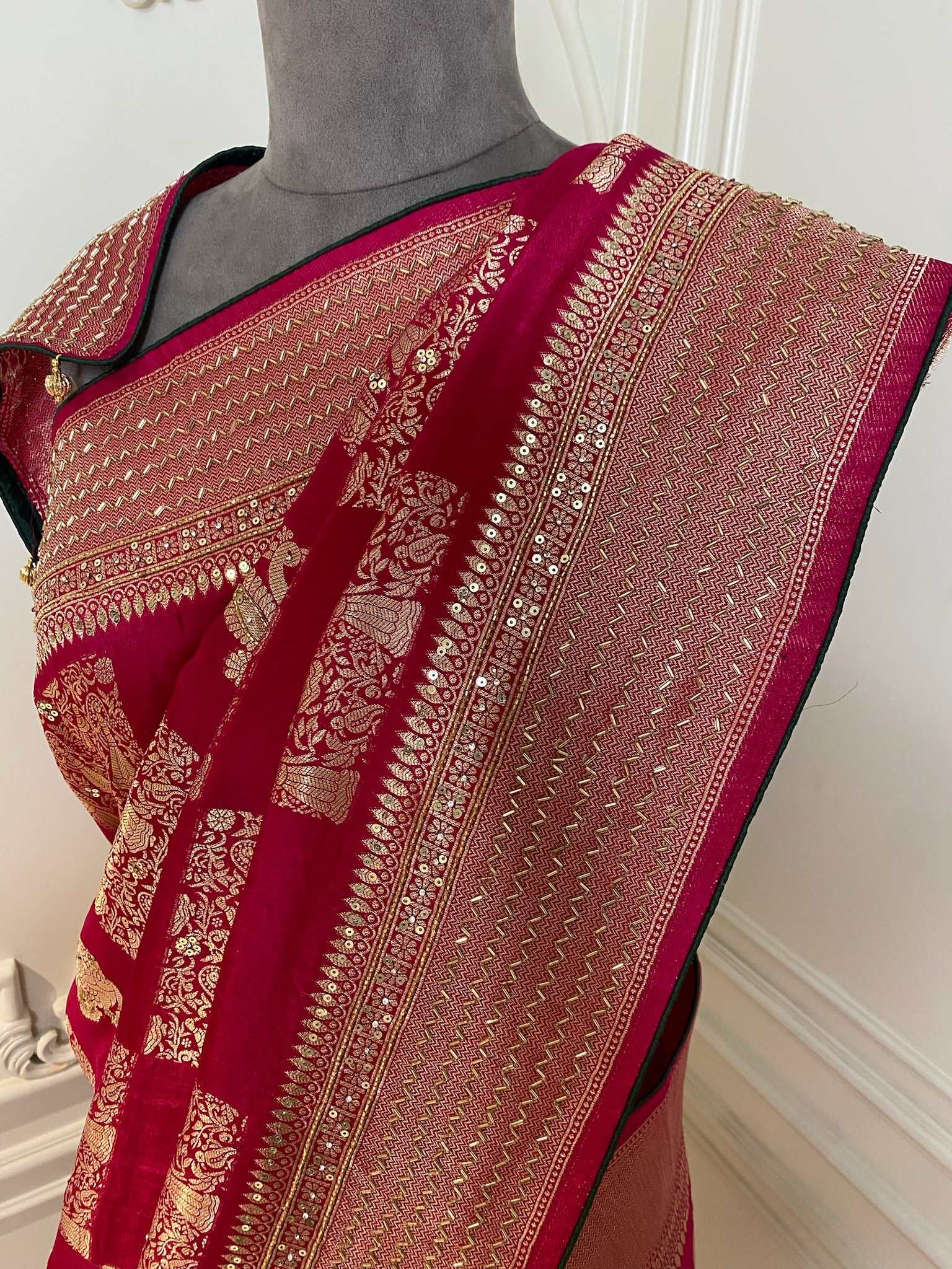 Hot pink bridal saree