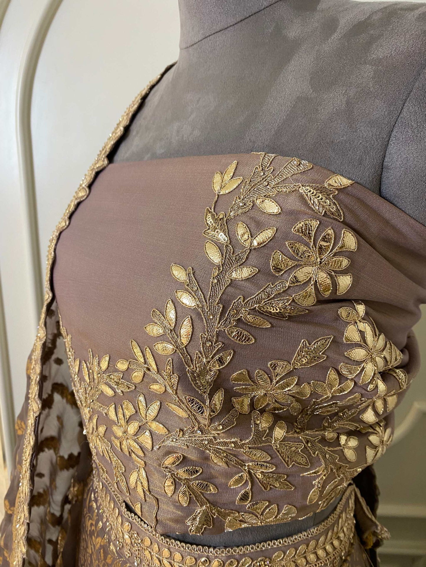 Rose gold silk lehenga