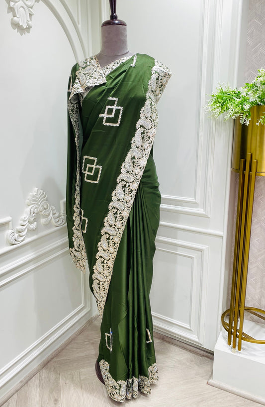 Silver zari saree