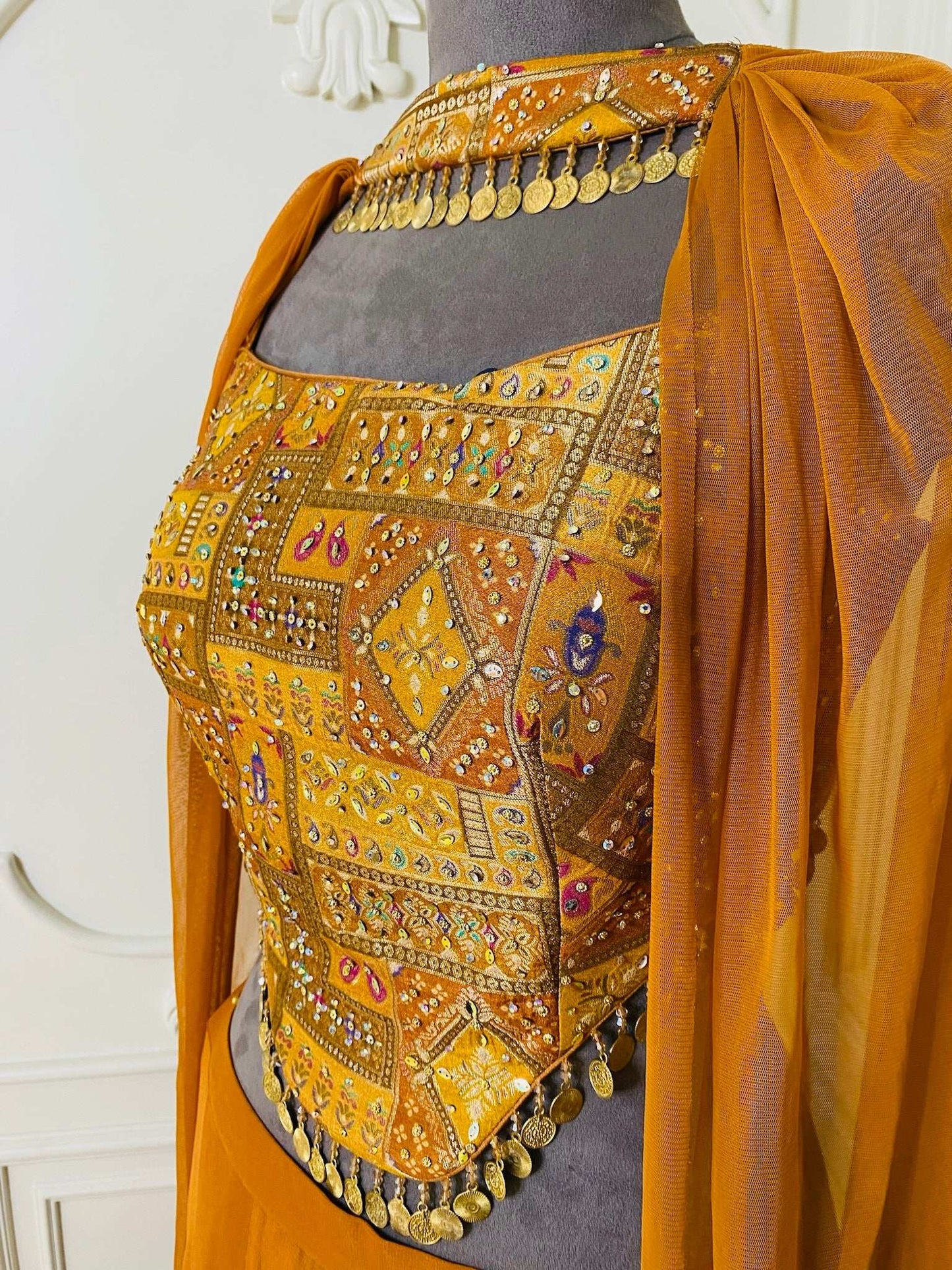 Mustard Georgette Sharara Set
