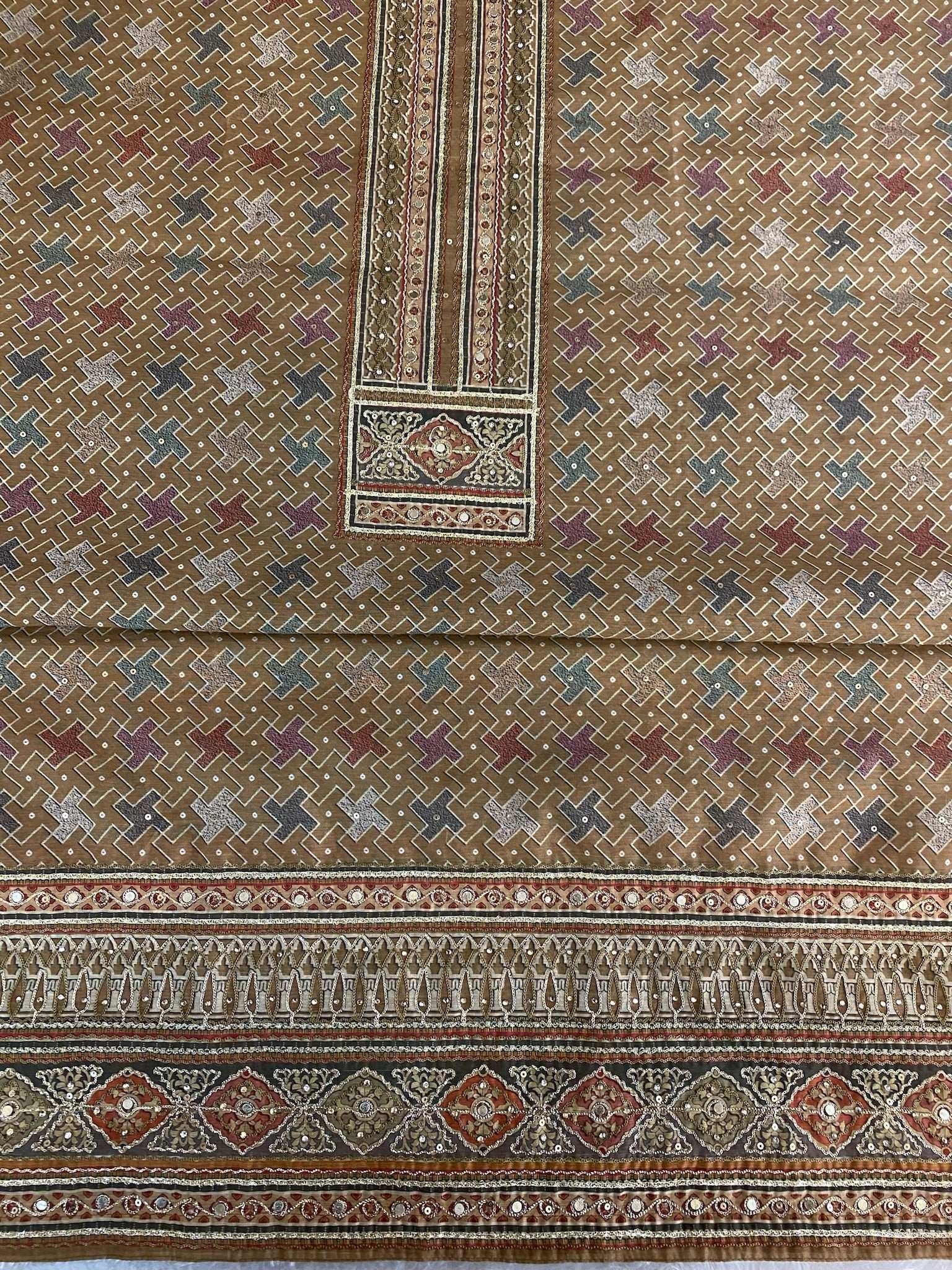 Chanderi Suit With Zari Embroidery