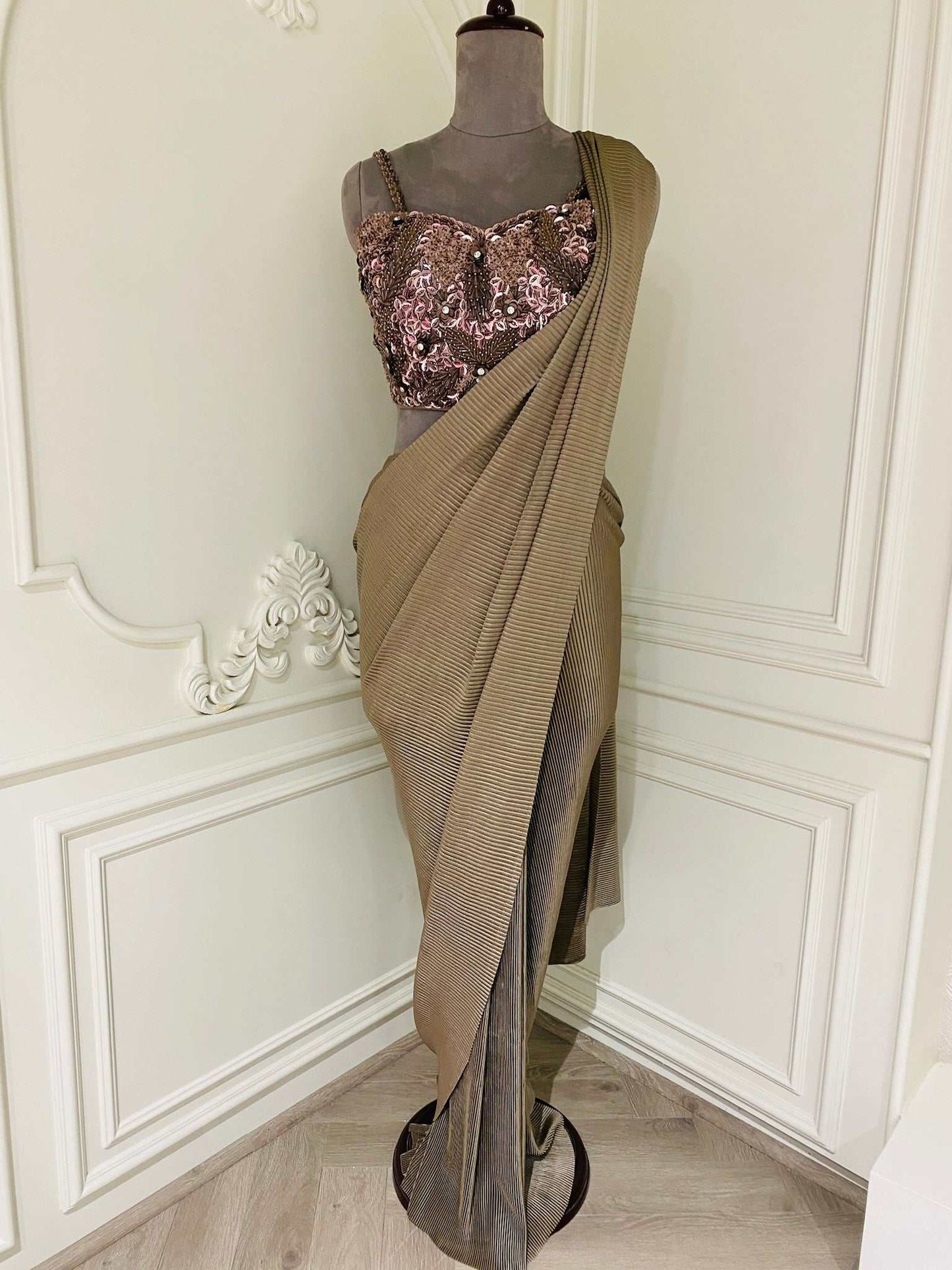 Mouse color ready to wear saree