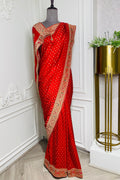 Red banarsi silk saree
