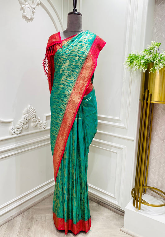 Soft silk saree with contrast border