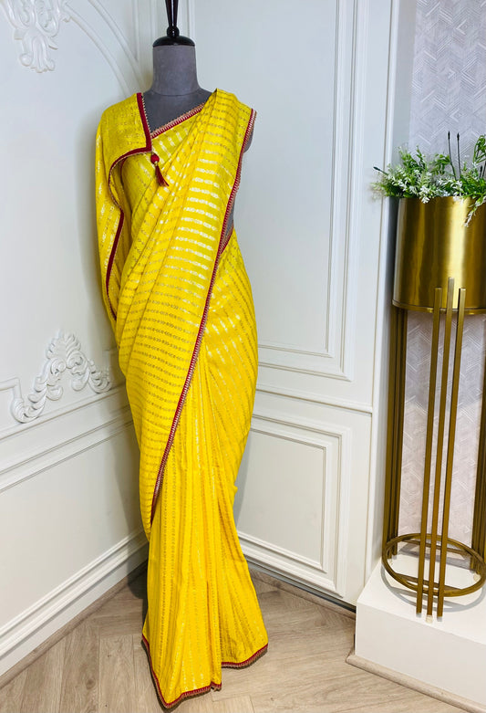 SOFT DOLA SILK SAREE WITH CONTRAST BORDER