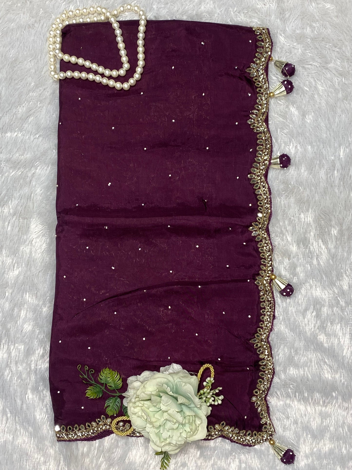 Opada silk saree with mirror work border