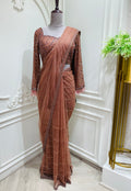 Net saree hand work with readymade blouse
