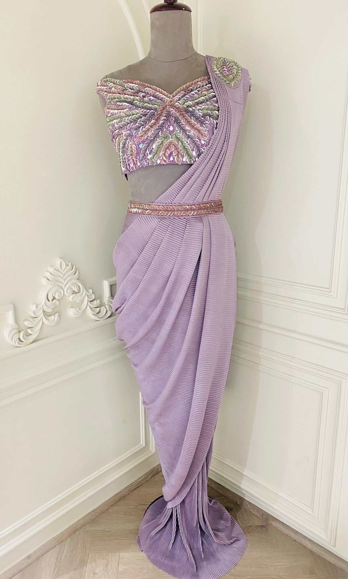 Elegant Lavender Drape Saree