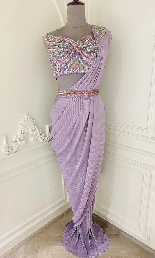 Elegant Lavender Drape Saree