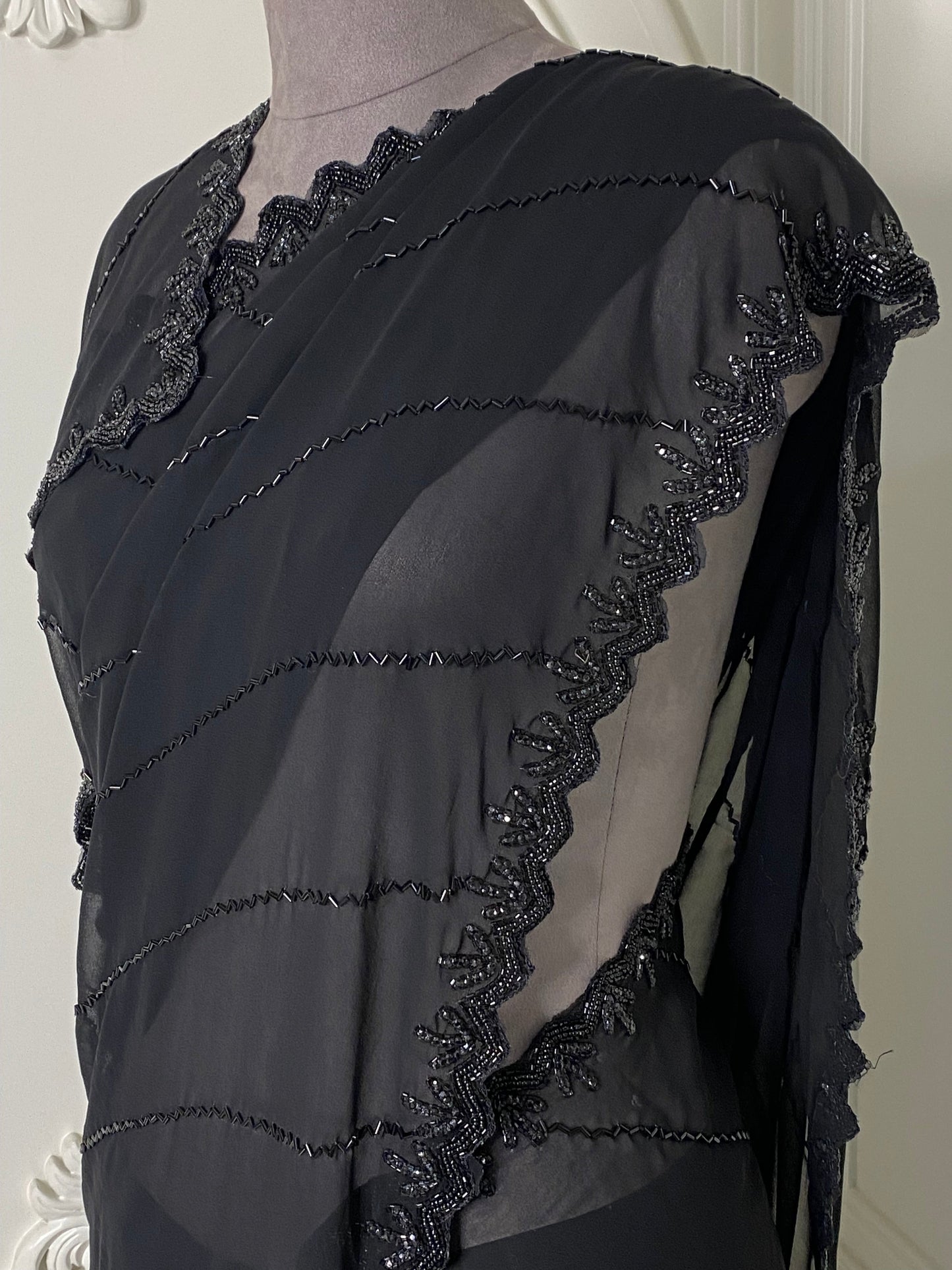 black saree in georgette fabric