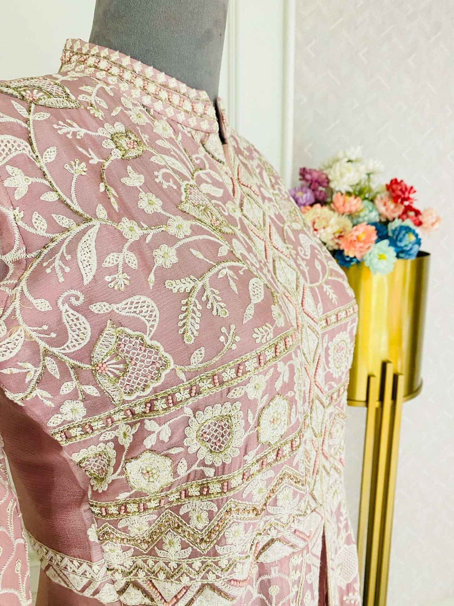 Old Rose chinon Anarkali