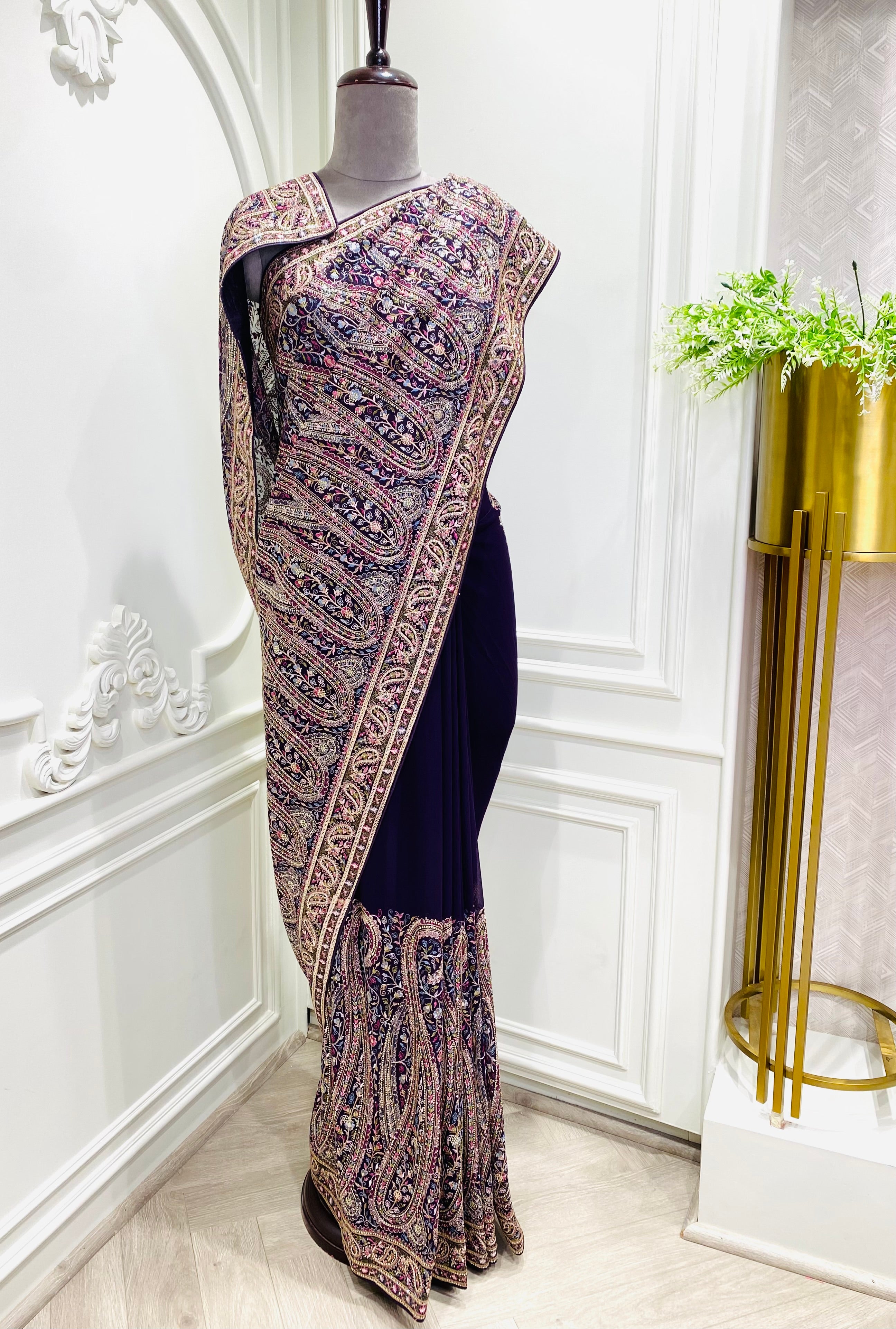 Zorzet saree with resham jaal